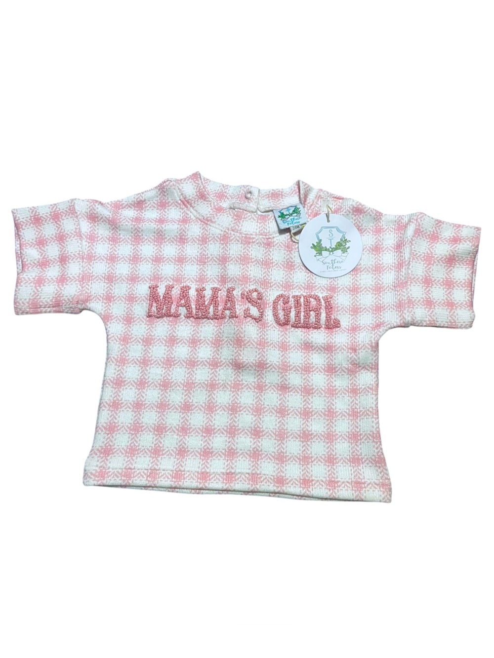NWT “Mama's Girl” Pink Gingham Tee by Southern Tates Size 24M